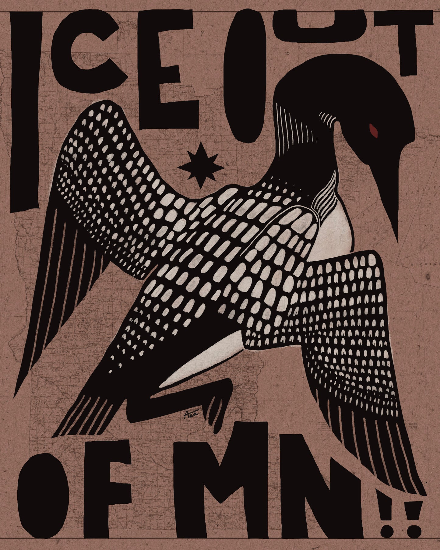 ICE Out of MN Loon 4 Inch Sticker | Minnesota Political Protest Eco-Friendly PET