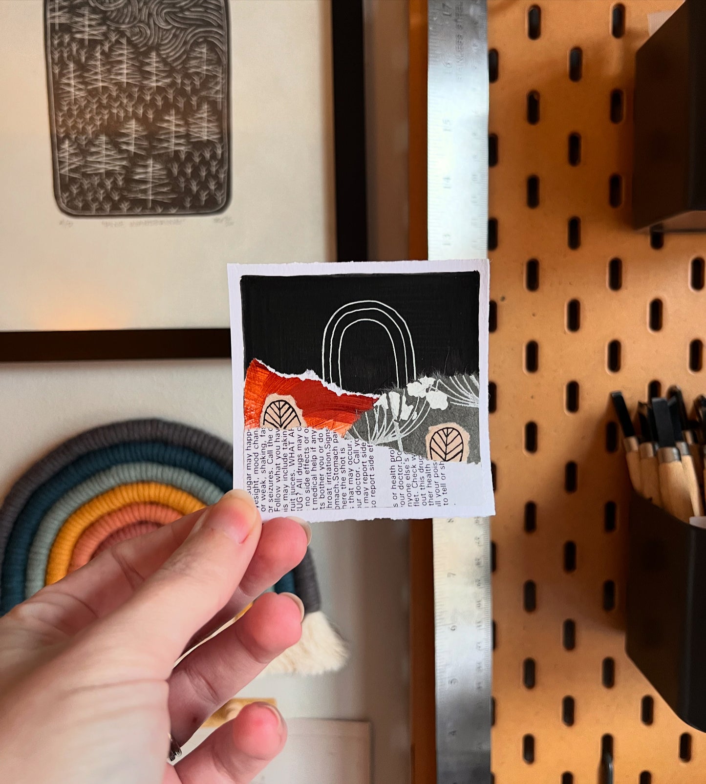 “October 27, 2024" Mixed Media Collage | 3 Inch Original Mini Art