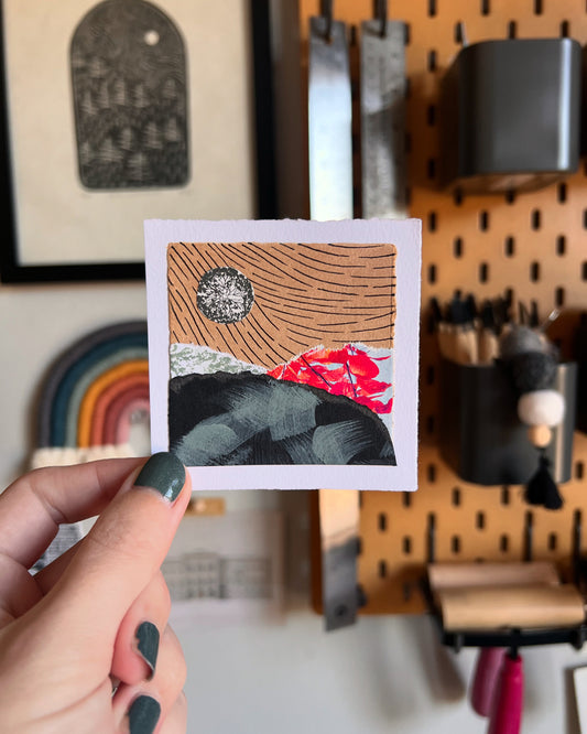 "October 7, 2024" Mixed Media Collage | 3 Inch Original Mini Art