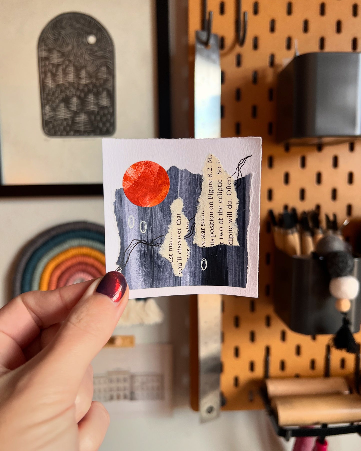 "October 12, 2024" Mixed Media Collage | 3 Inch Original Mini Art