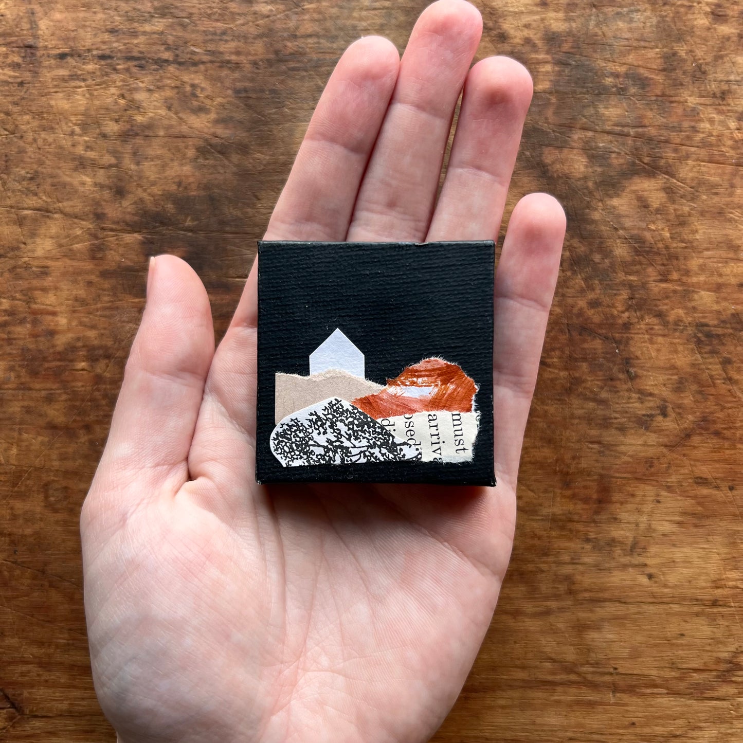 Original Mini Mixed Media Collage Canvas | 2x2”