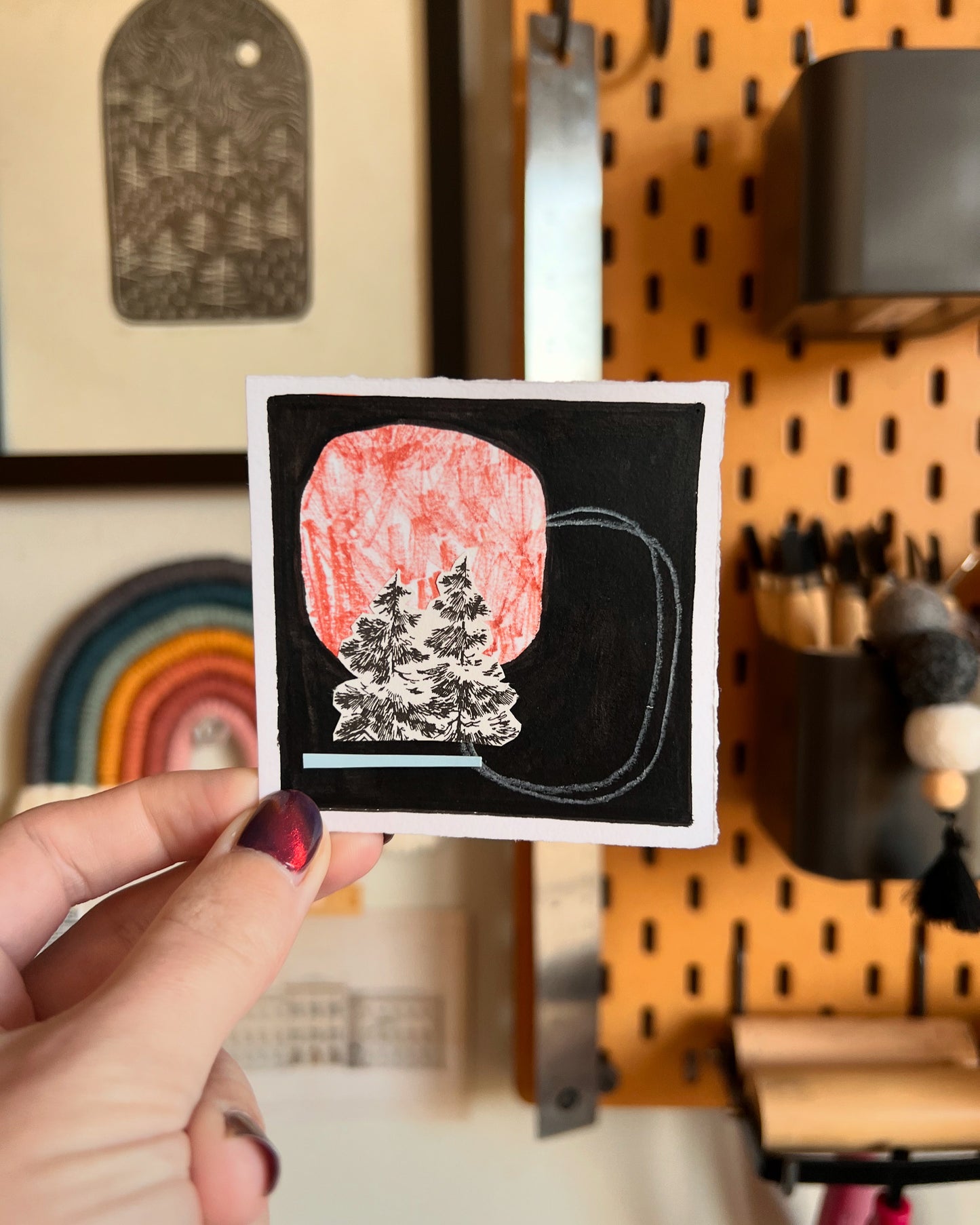 "October 14, 2024" Mixed Media Collage | 3 Inch Original Mini Art