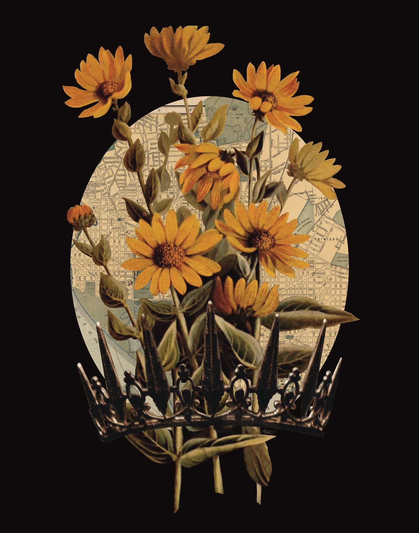 "No Reign, Only Flowers" Fine Art Print | Collage Art, Moody Nature, No AI