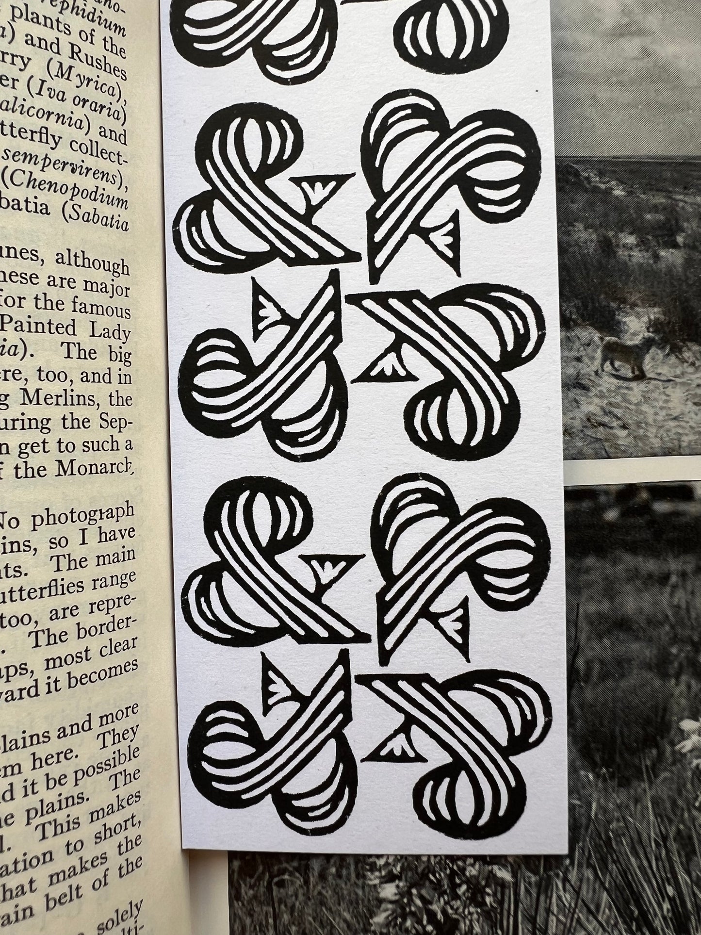 Ampersand Block Printed Linocut Bookmarks 2x6"
