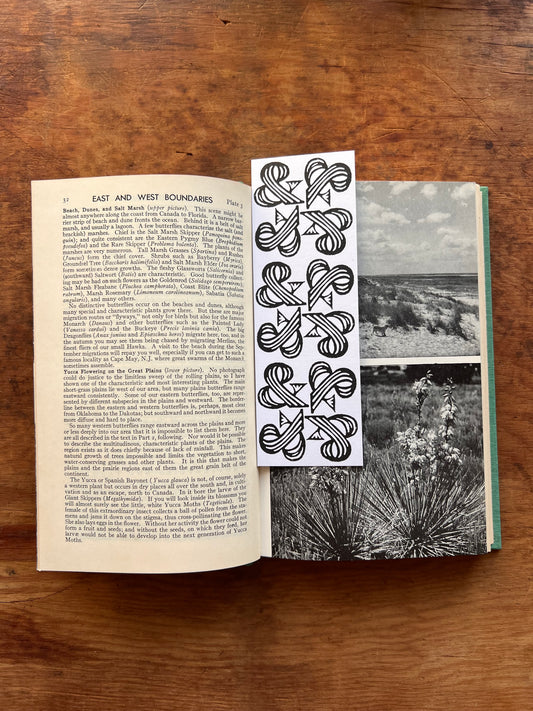 Ampersand Block Printed Linocut Bookmarks 2x6"