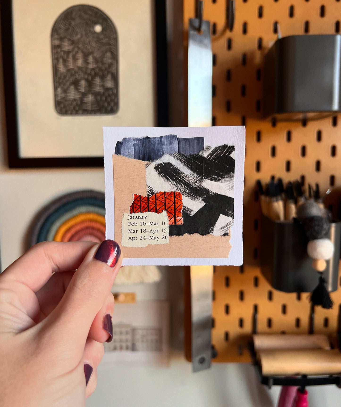 "October 11, 2024" Mixed Media Collage | 3 Inch Original Mini Art