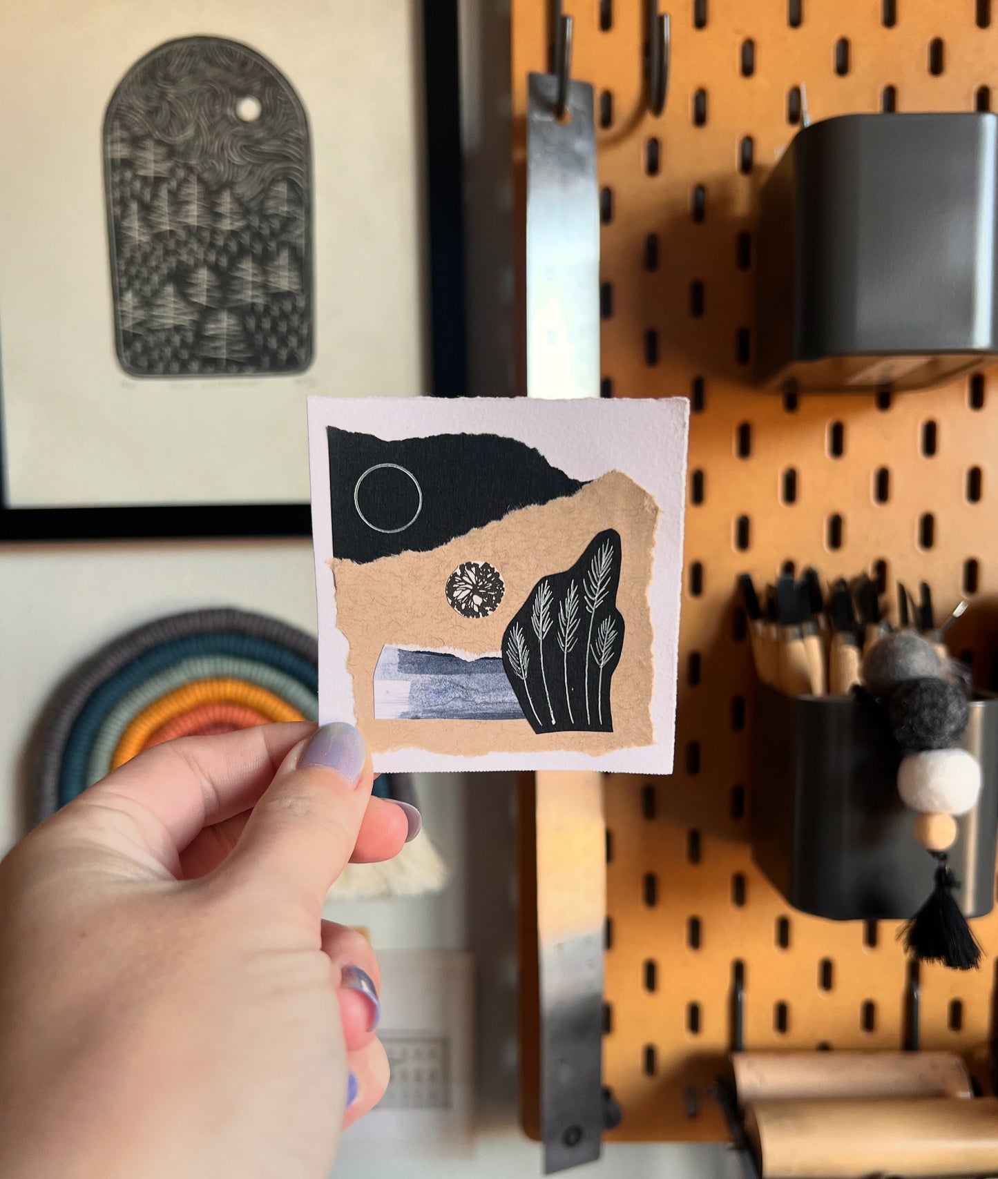 "October 16, 2024" Mixed Media Collage | 3 Inch Original Mini Art