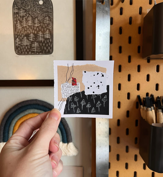 “October 28, 2024" Mixed Media Collage | 3 Inch Original Mini Art