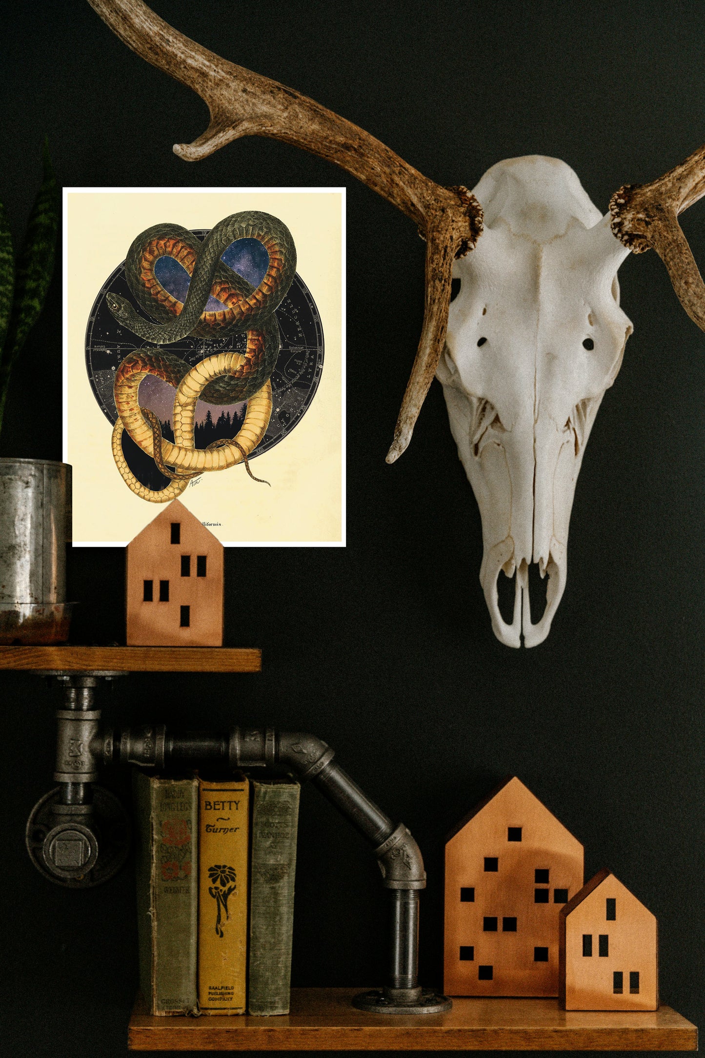 "Endless Time" Fine Art Print | Collage Art, Moody Celestial Dark Academia, No AI