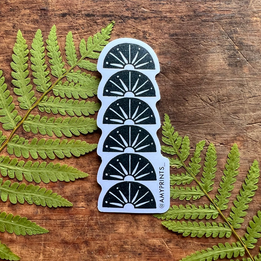 Sun Stack 3 Inch Sticker | Linocut Block Print Eco-Friendly Sticker