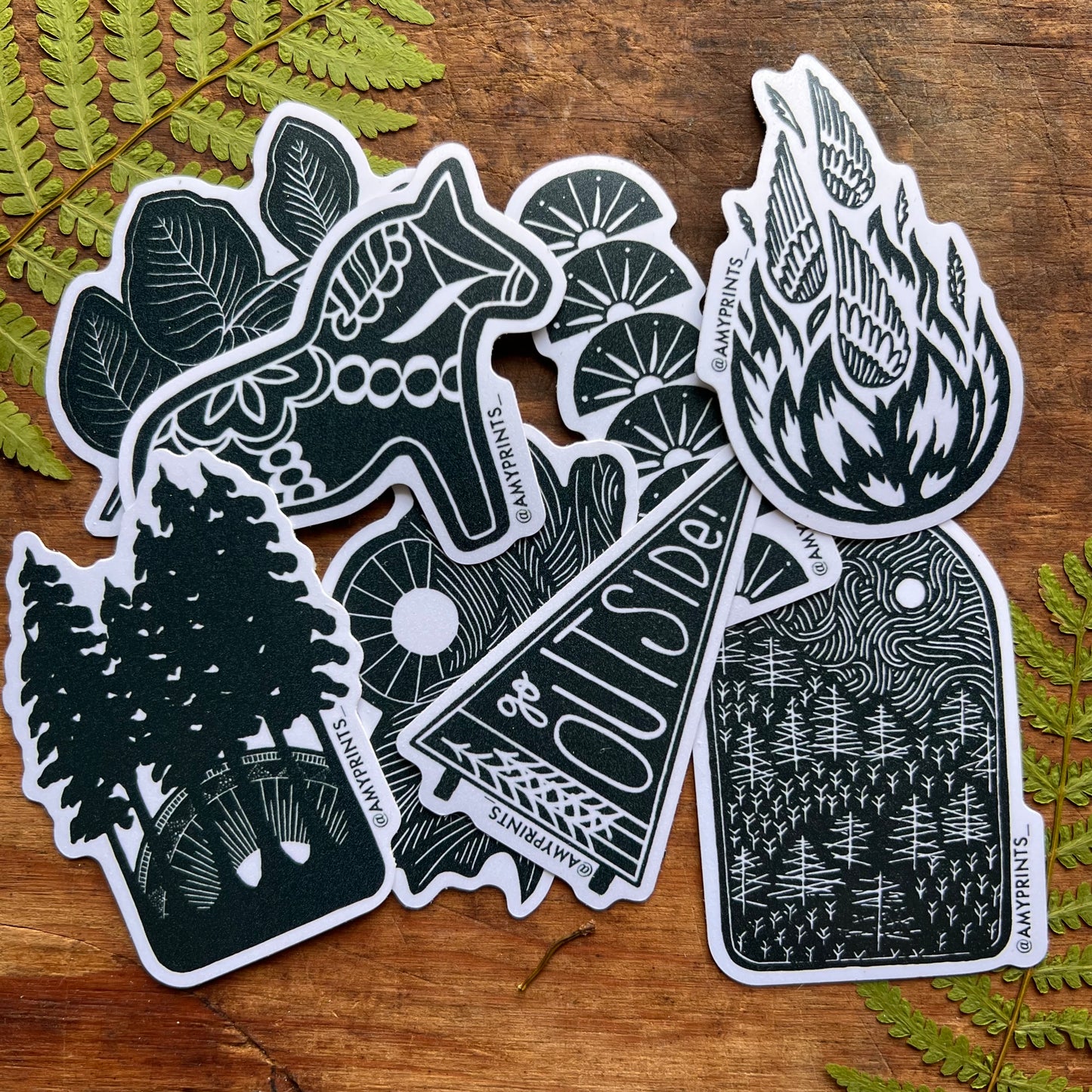 “Go Outside!” 3 Inch Sticker | Linocut Block Print Eco-Friendly Sticker