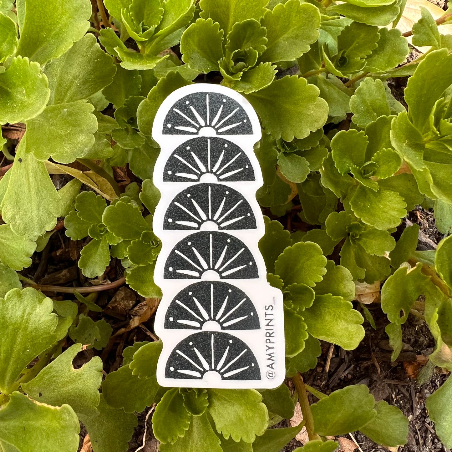 Sun Stack 3 Inch Sticker | Linocut Block Print Eco-Friendly Sticker