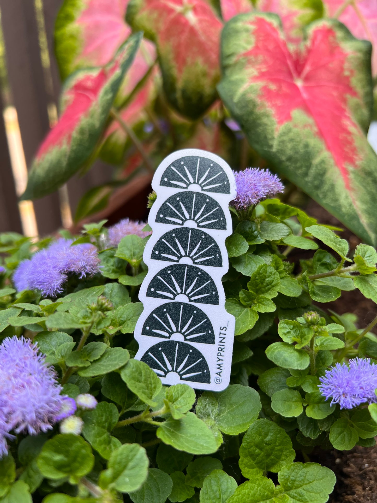 Sun Stack 3 Inch Sticker | Linocut Block Print Eco-Friendly Sticker