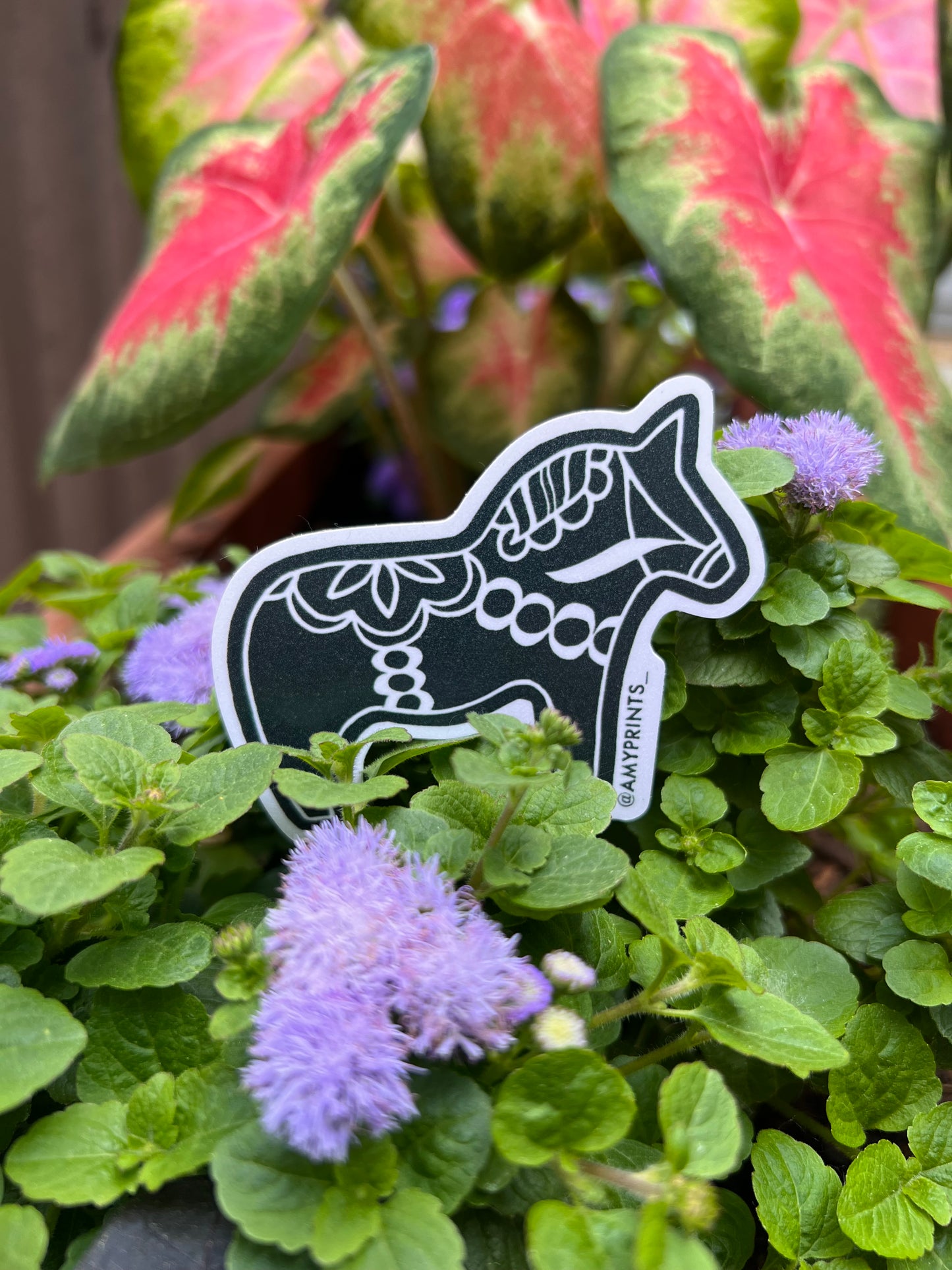 Dala Horse 3 Inch Sticker | Linocut Block Print Eco-Friendly Sticker