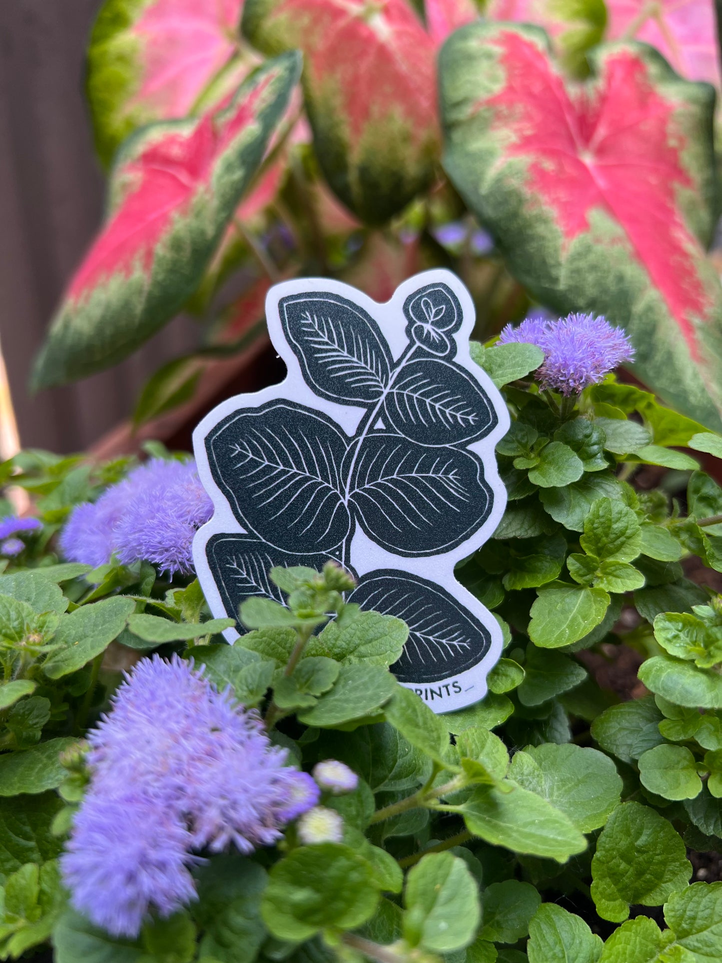 “Cinarea” Eucalyptus 3 Inch Sticker | Linocut Block Print Eco-Friendly Sticker