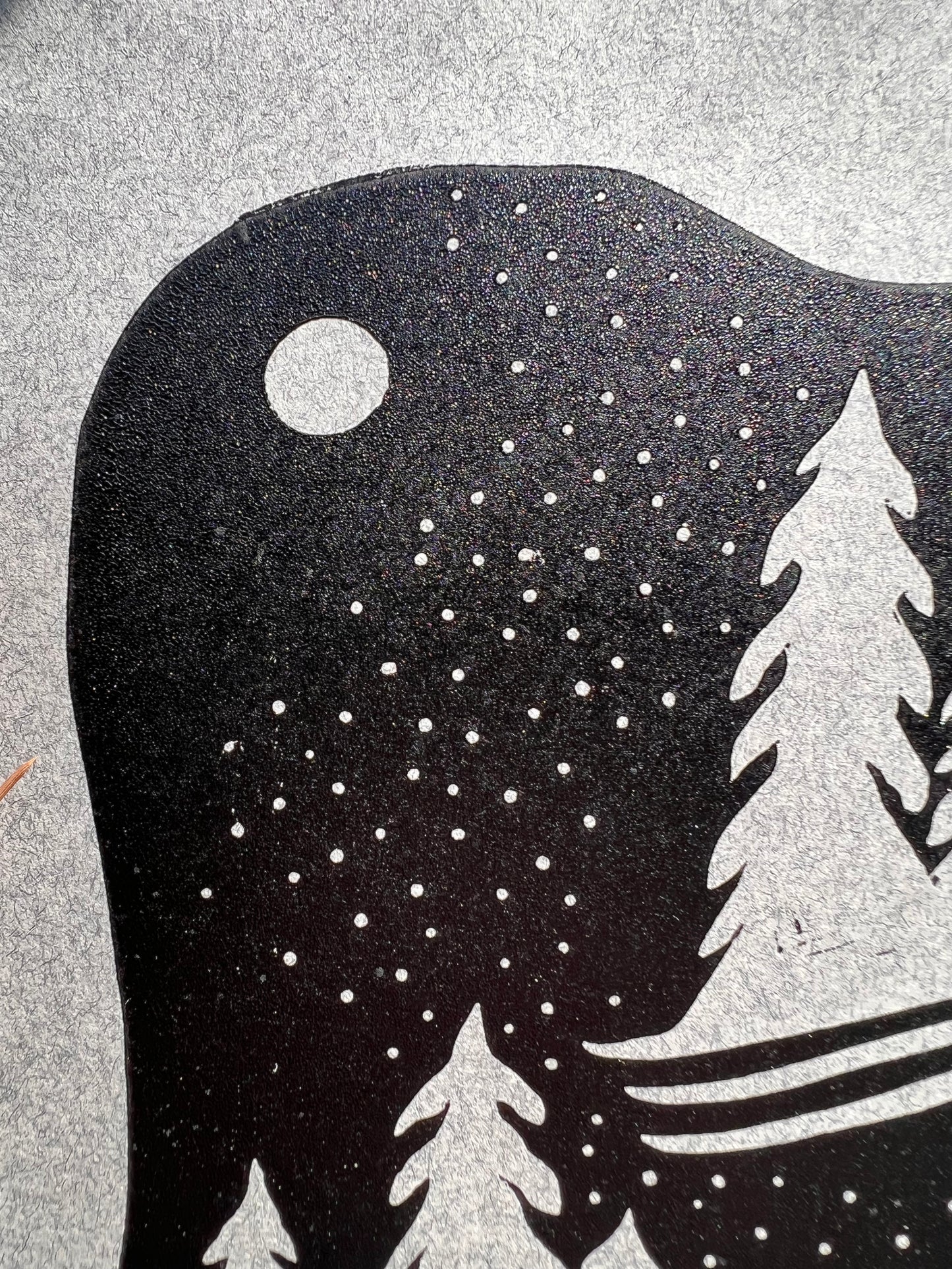 “Star Trail" Linocut Print 8x10" | Hand Printed Black and Tan Block Print