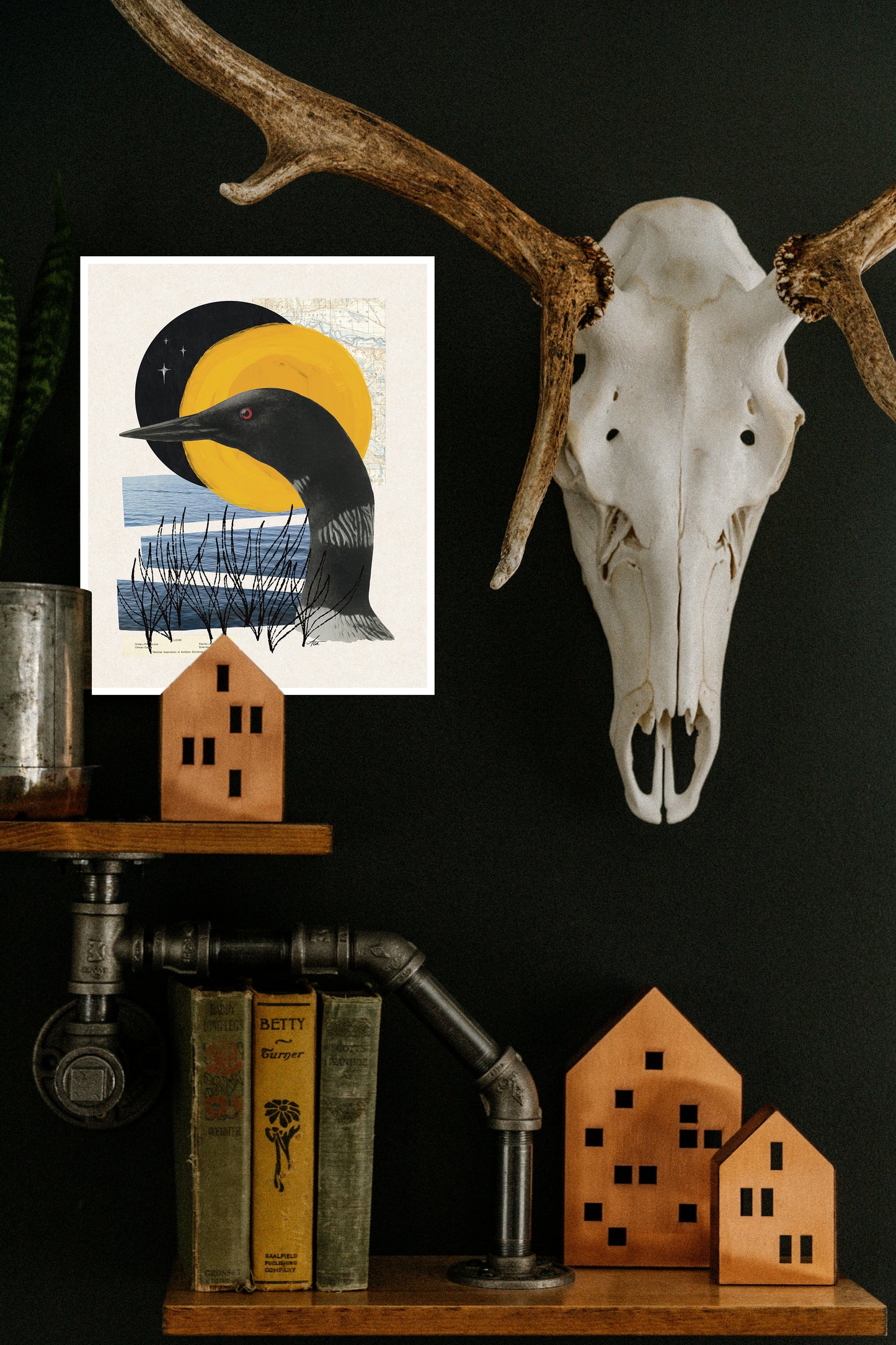 "Common Loon" Fine Art Print | Collage Art, Minnesota, No AI