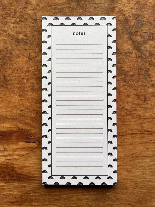 Sunrise Pattern Notepad 4x9” | 50 Sheet Linocut Illustrated Notepad