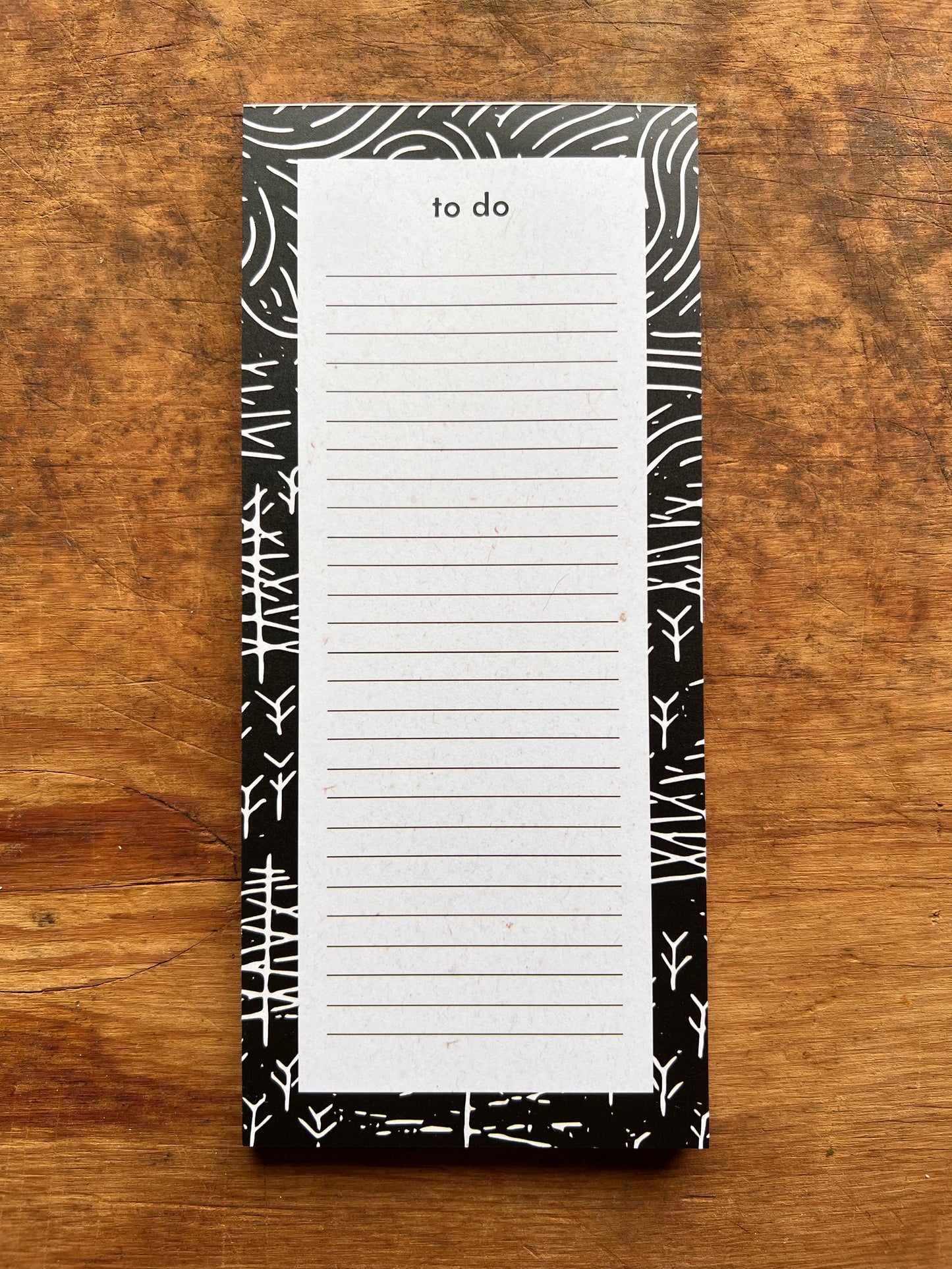 Pine Forest To Do List Notepad 4x9” | 50 Sheet Linocut Illustrated Notepad