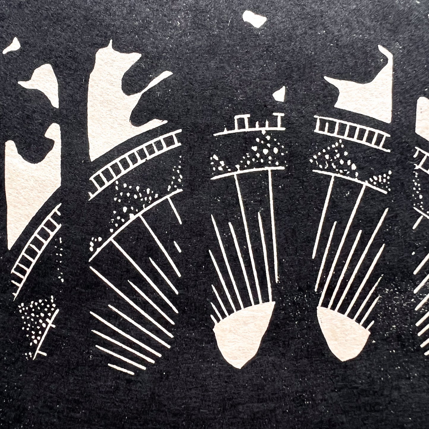 “Early Light” 8x10 Linocut Print | Handmade Black and Tan Block Print