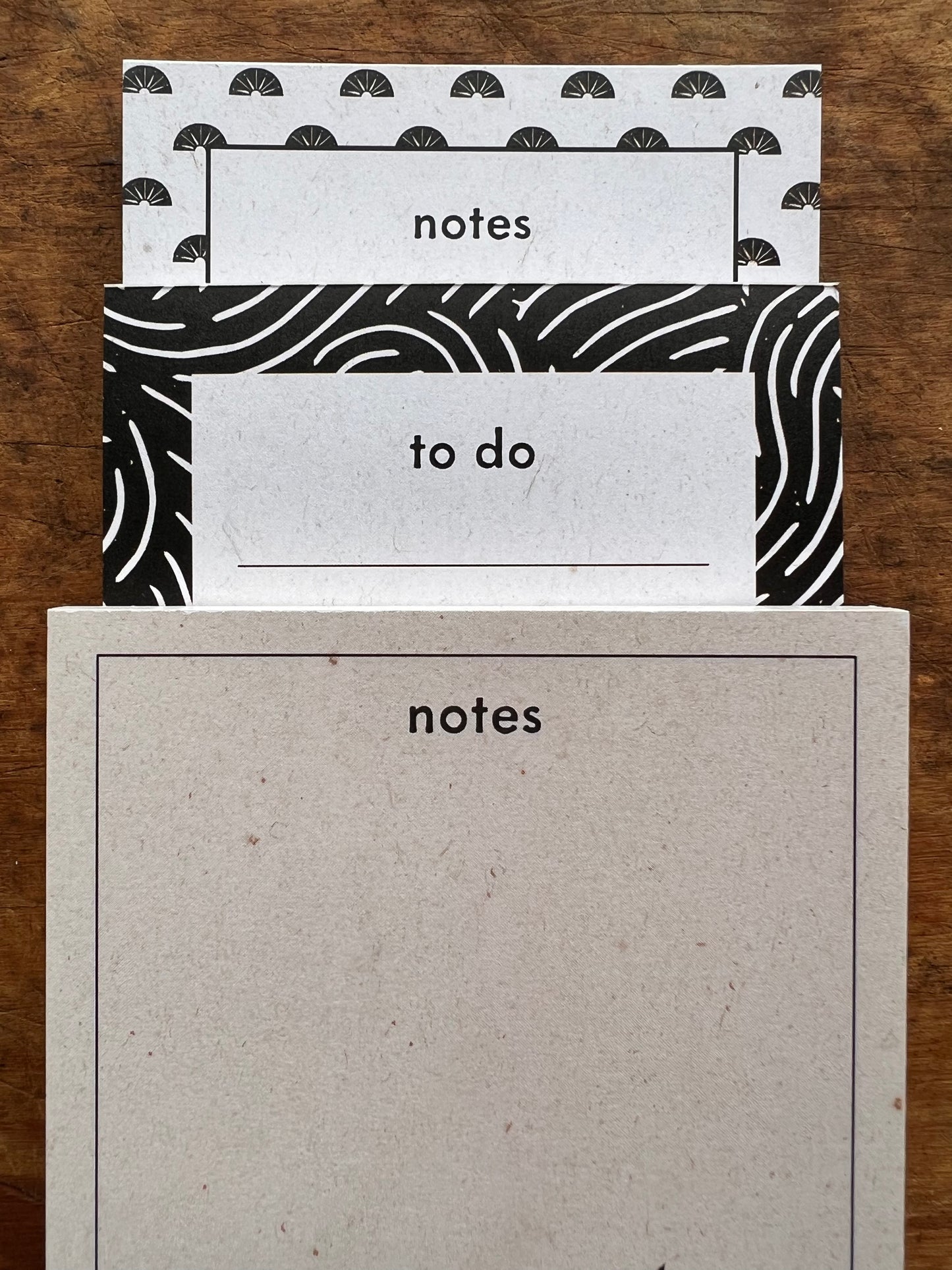 Set of 3 Productivity Notepads 4.25x5.5” and 4x9” | 50 Sheet Linocut Illustrated Notepads
