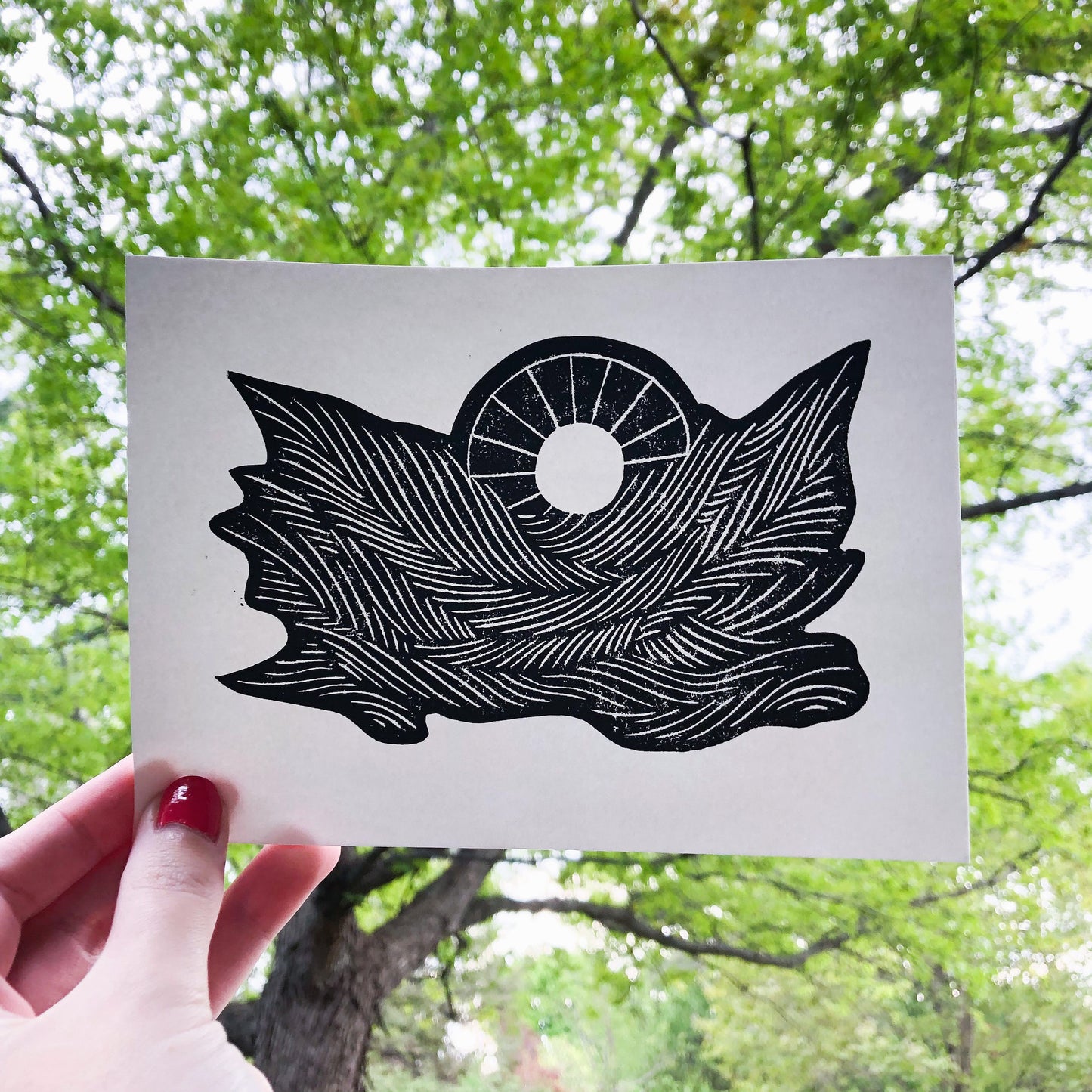 "Untitled" Linocut Print 5x7" | Hand Printed Black and White Block Print