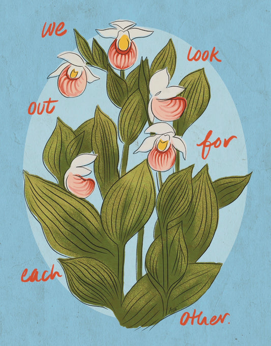 We Look Out For Each Other Showy Lady’s Slipper Fine Art Print | Minnesota Flower Art, No AI