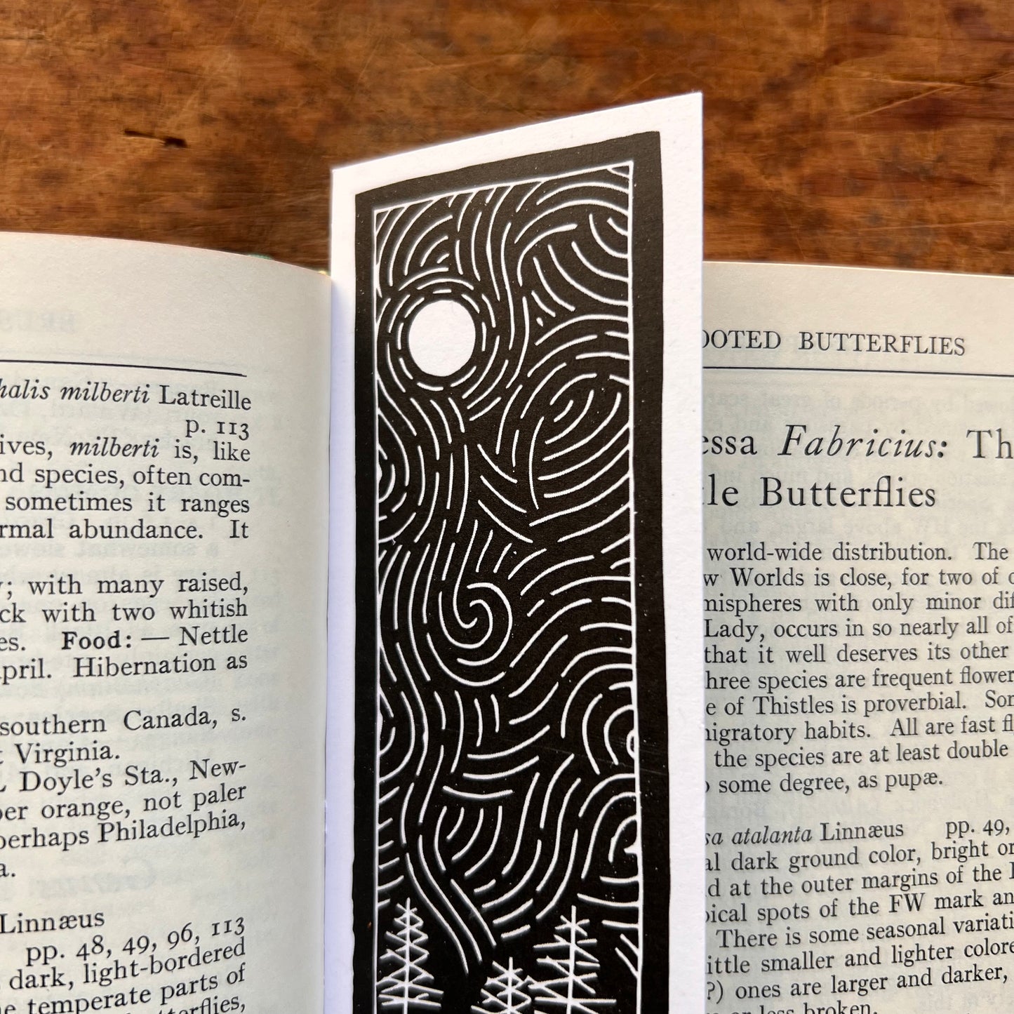 Pine Wandering Block Printed Linocut Bookmarks 2x6"