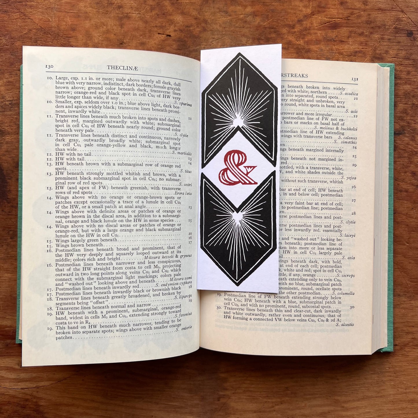 Arrows and Ampersands Block Printed Linocut Bookmarks 2x6"
