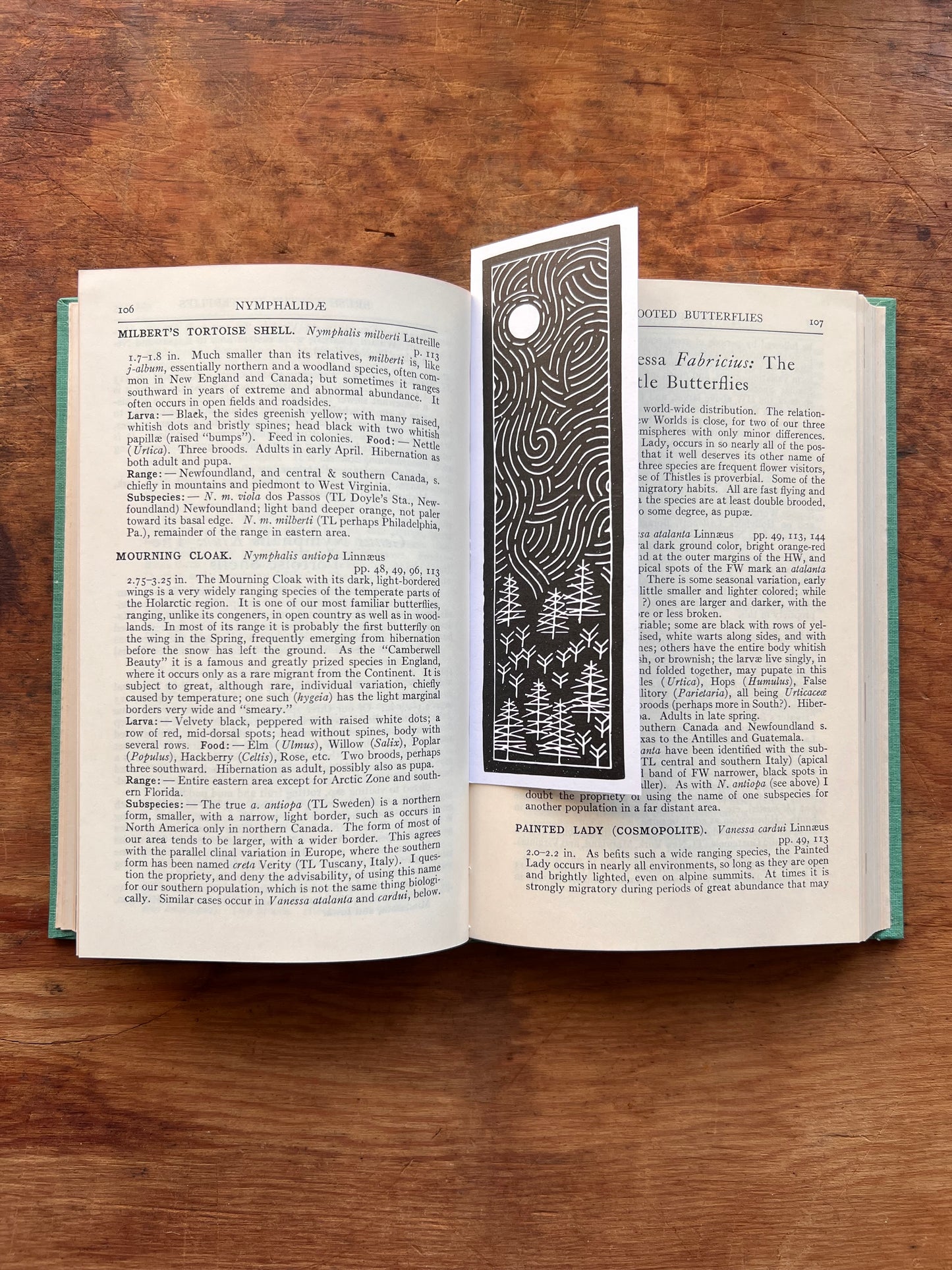 Pine Wandering Block Printed Linocut Bookmarks 2x6"