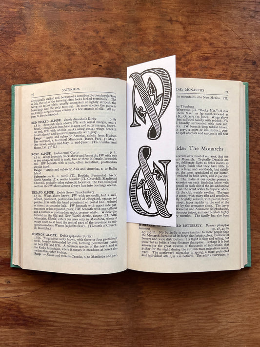 Victorian Ampersand Block Printed Linocut Bookmarks 2x6"