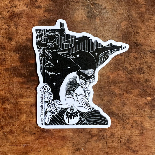 MN State Symbols 3 Inch Sticker | Minnesota Loon Eco-Friendly PET