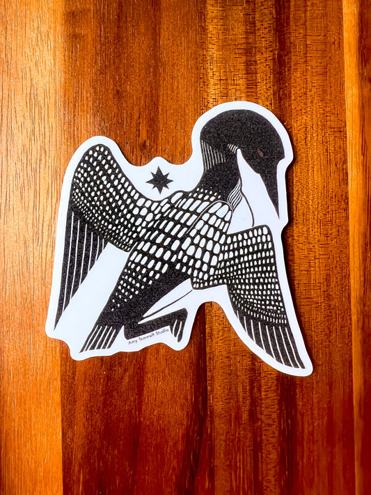 Loon and Star 3 Inch Sticker | Minnesota State Bird Eco-Friendly PET