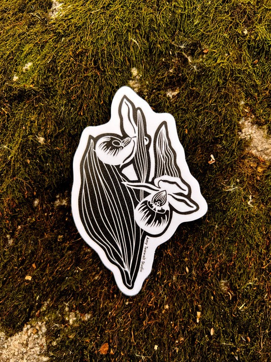 "Showy Lady’s Slipper” 3 Inch Sticker | Minnesota Illustration Eco-Friendly Sticker