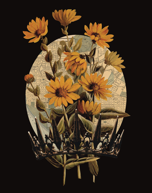 "No Reign, Only Flowers" Fine Art Print | Collage Art, Moody Nature, No AI