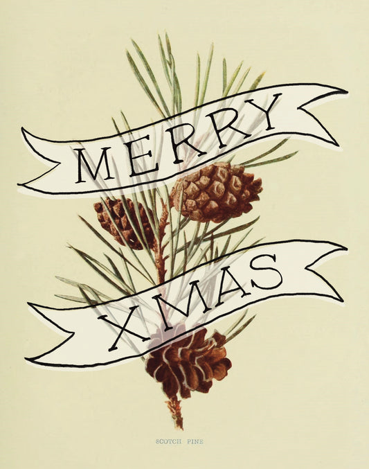 “Merry Xmas" Fine Art Print | Collage Art, Vintage Christmas, No AI