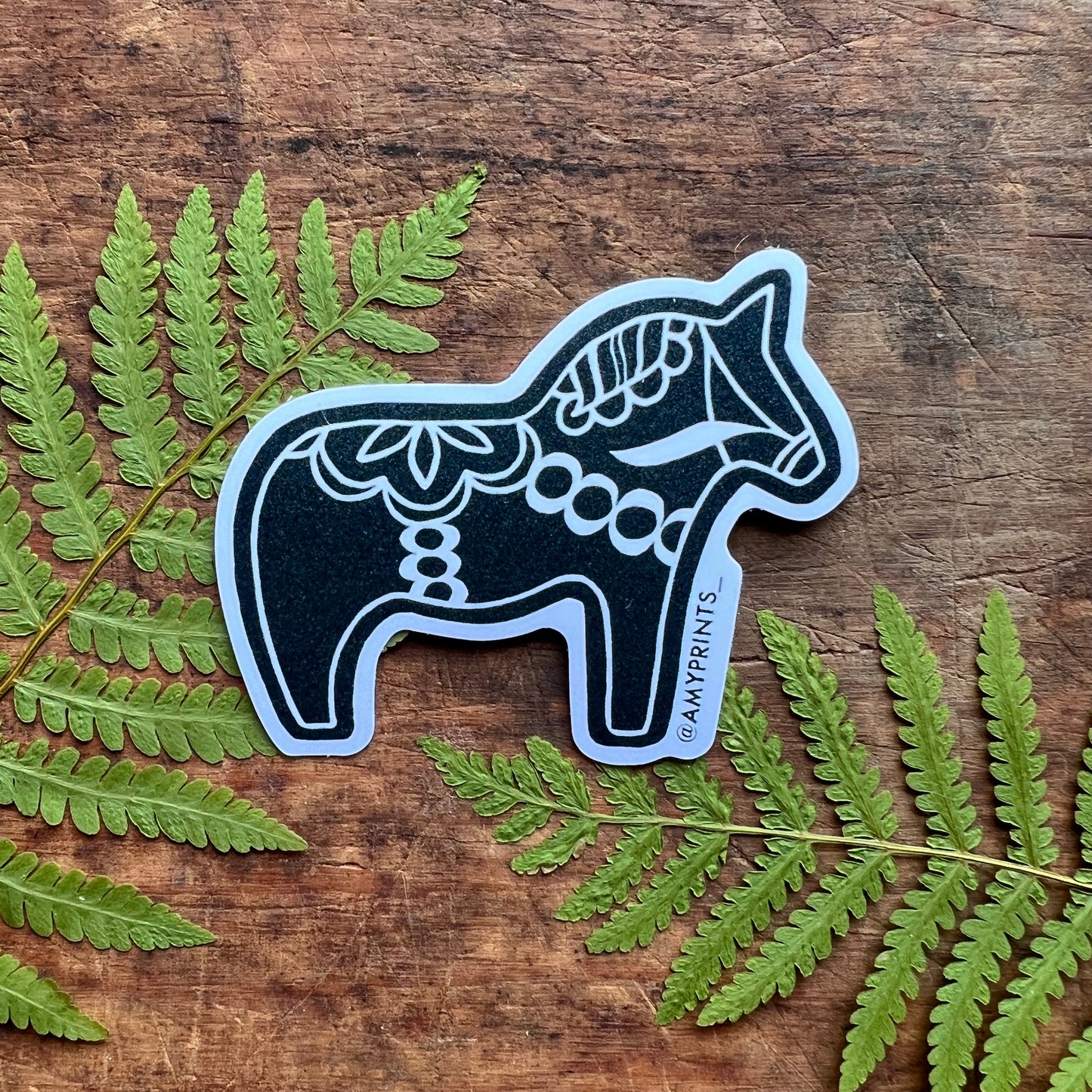 Dala Horse 3 Inch Sticker | Linocut Block Print Eco-Friendly Sticker