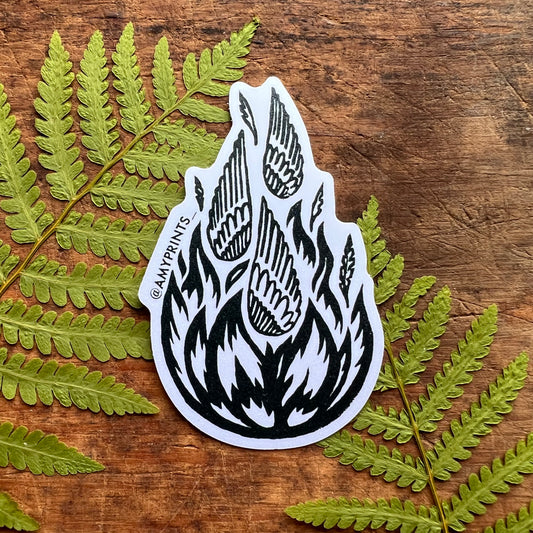 “From the Ashes” 3 Inch Sticker | Linocut Block Print Eco-Friendly Sticker