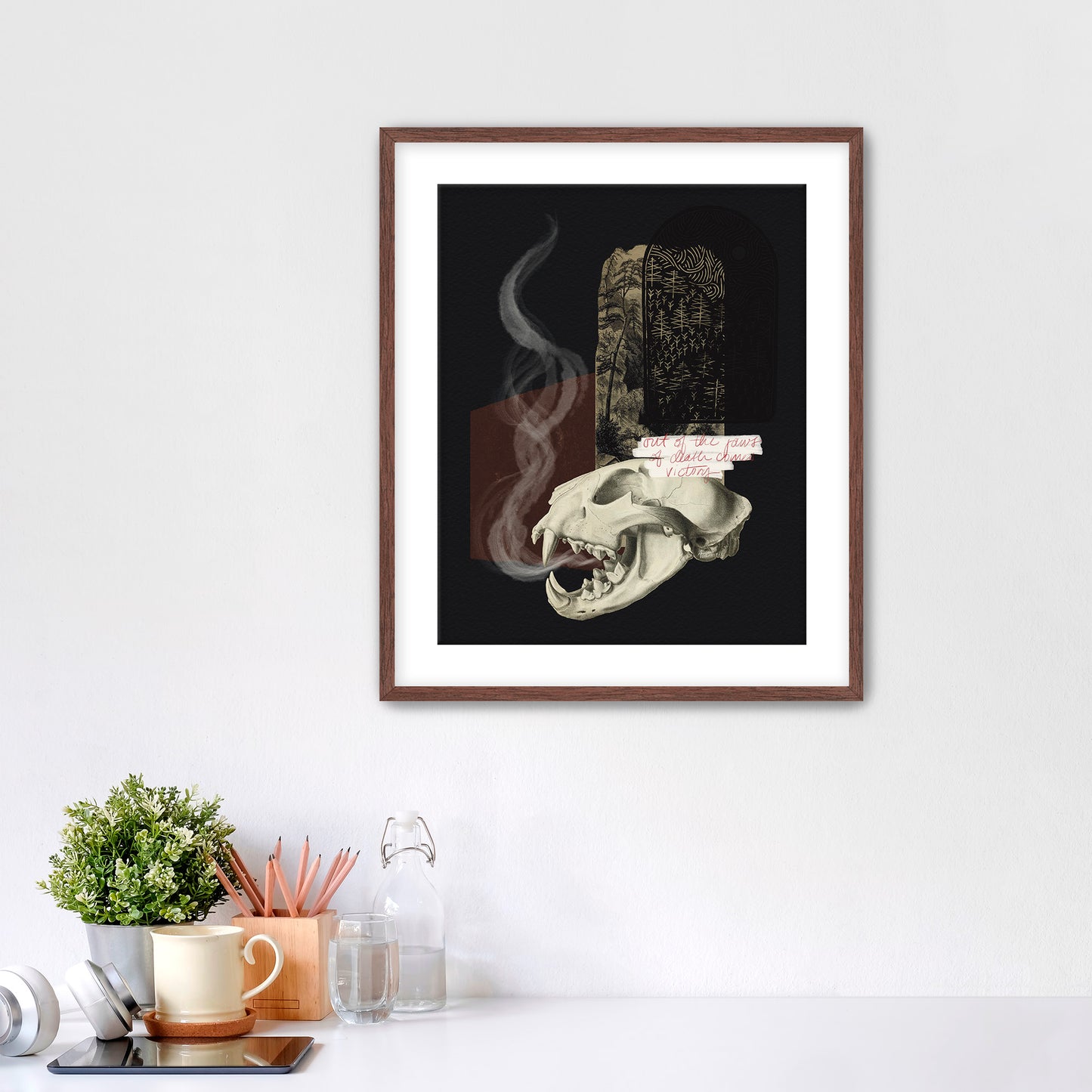 "Out Of the Jaws of Death Comes Victory" Fine Art Print | Collage Art, Moody Dark Academia, No AI