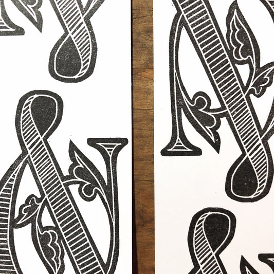 Victorian Ampersand Block Printed Linocut Bookmarks 2x6"