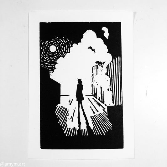 From the Ashes Linocut Print 5x7