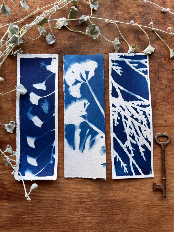 Cyanotype Bookmark (Random) Hand Painted and Printed With the Sun! 2x6"